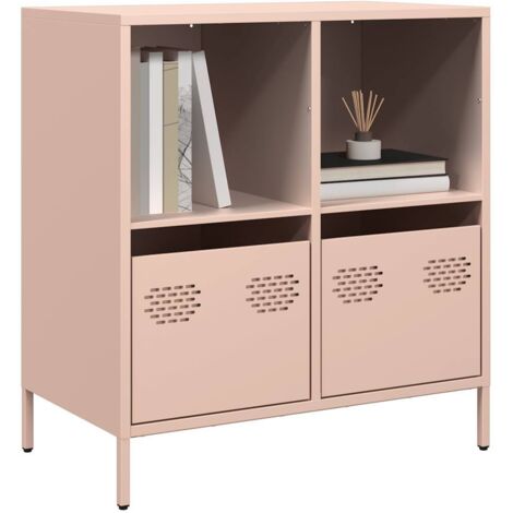 Buffet-Meuble de rangement rose 68x39x73,5 cm acier laminé à froid 395528