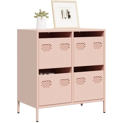 Buffet-Meuble de rangement rose 68x39x73,5 cm acier laminé à froid 459127