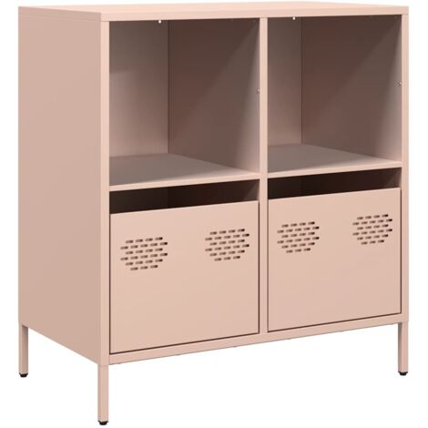 Buffet  Meuble de rangement rose 68x39x73,5 cm acier laminé à froid