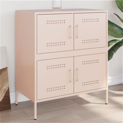 Buffet-Meuble de rangement rose 68x39x79 cm acier 990748