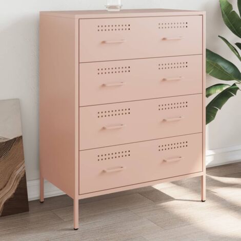 Buffet-Meuble de rangement rose 68x39x89 cm acier 254321
