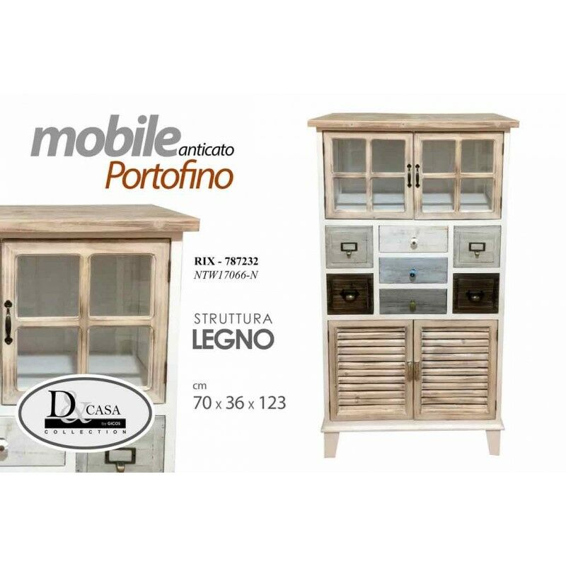 Webmarketpoint - Buffet mobile vitrine cm 70 x 36 x 123 h vieilli