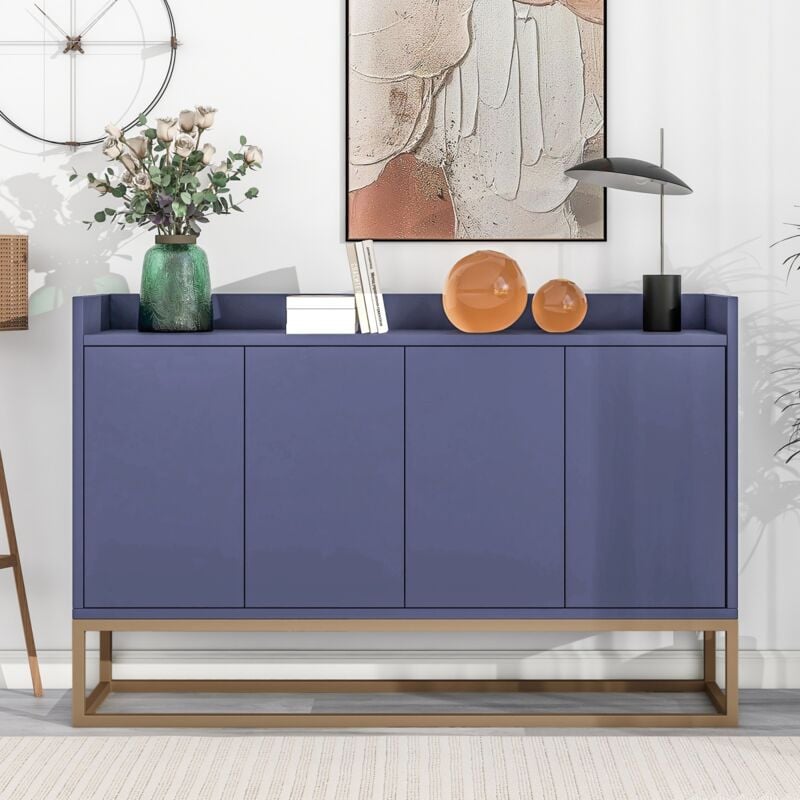Buffet moderne 120 x 30 x 80 cm - Buffet style minimaliste avec 4 portes pour salle à manger, salon, cuisine - bleu marine