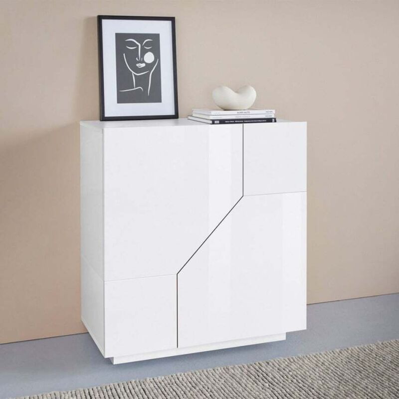 Ahd Amazing Home Design – Buffet blanc laqué 2 compartiments 79,2x43x86 cm – Bois mélaminé certifié FSC – Charnières métalliques – Design moderne Ahd Amazing Home Design – Buffet blanc laqué 2 compartiments 79,2x43x86 cm – Bois mélaminé certifié FSC – Charnières métalliques – Design moderne