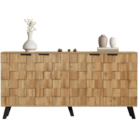 Buffet moderne à 4 portes, 160,5 x 35,5 x 78 cm – Design pratique pour le salon, la chambre et la salle à manger