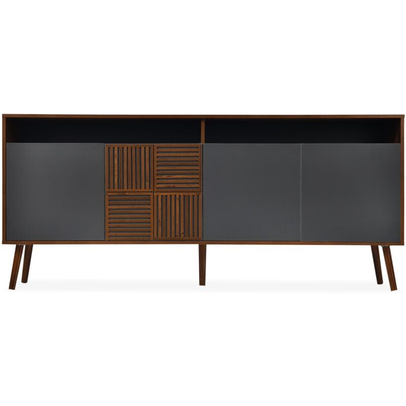 Cotecosy - Buffet moderne avec portes battantes Jarvis Bois foncé et Gris