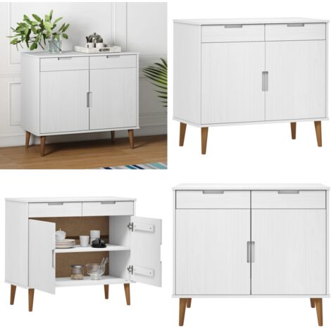 Buffet MOLDE Blanc 90x40x80 cm Bois massif de pin - Buffet - Meuble De Rangement - Commode - Mobilier Scandinave - Bois Massif - Home & Living