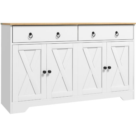 Buffet multi-rangement COUNTY blanc et aspect bois