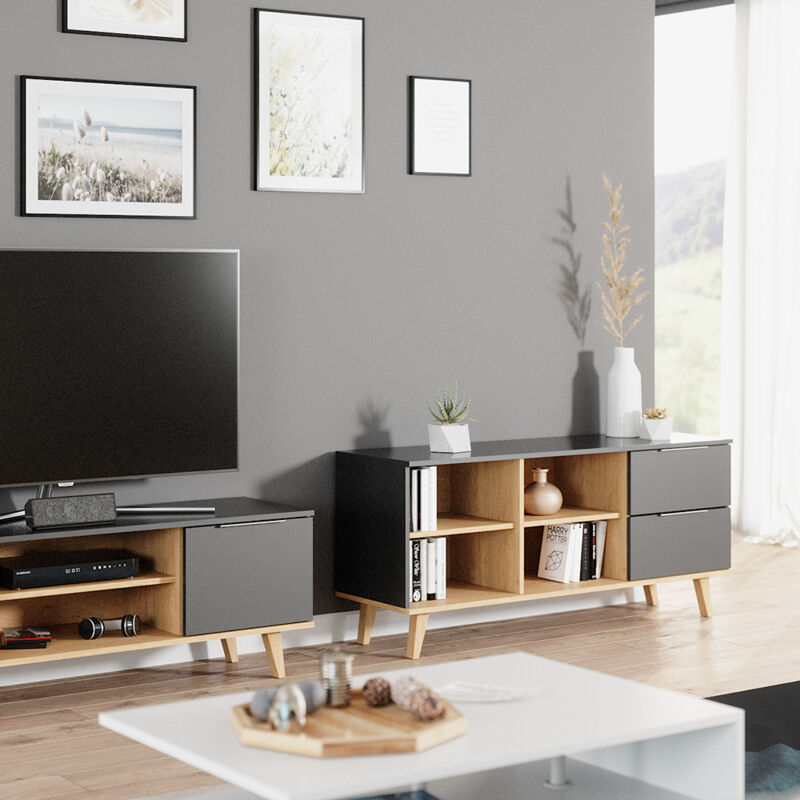 Commode avec tiroirs Nautica, Anthracite, 134 x 61 cm, Vicco