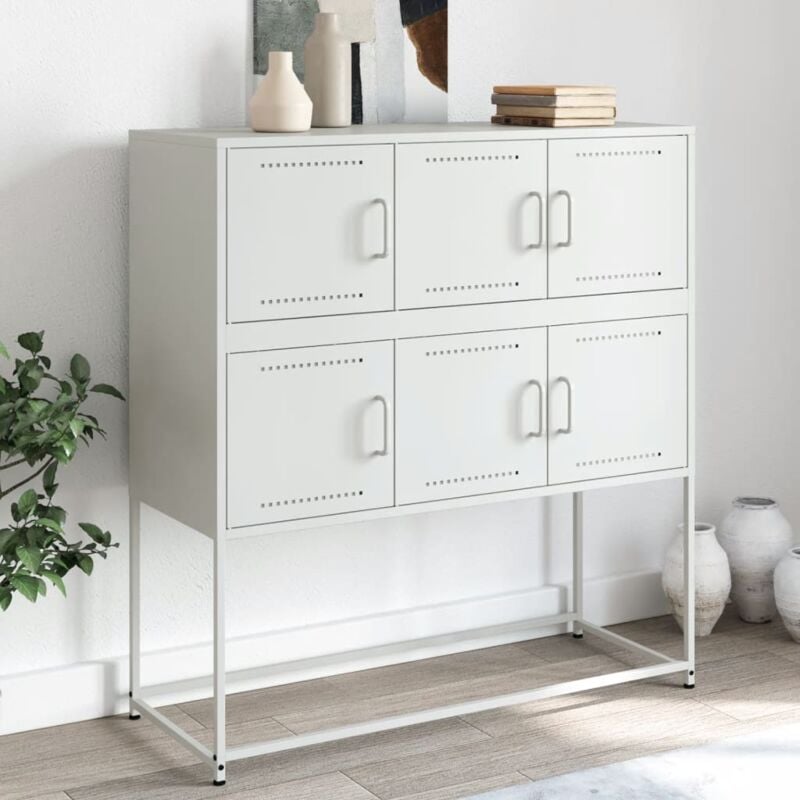 Vidaxl - Buffet blanc 100,5x39x107 cm acier