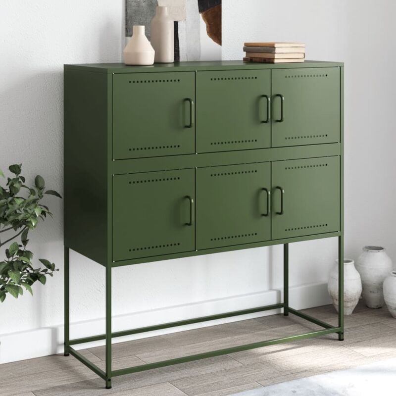 Vidaxl - Buffet vert olive 100,5x39x107 cm acier