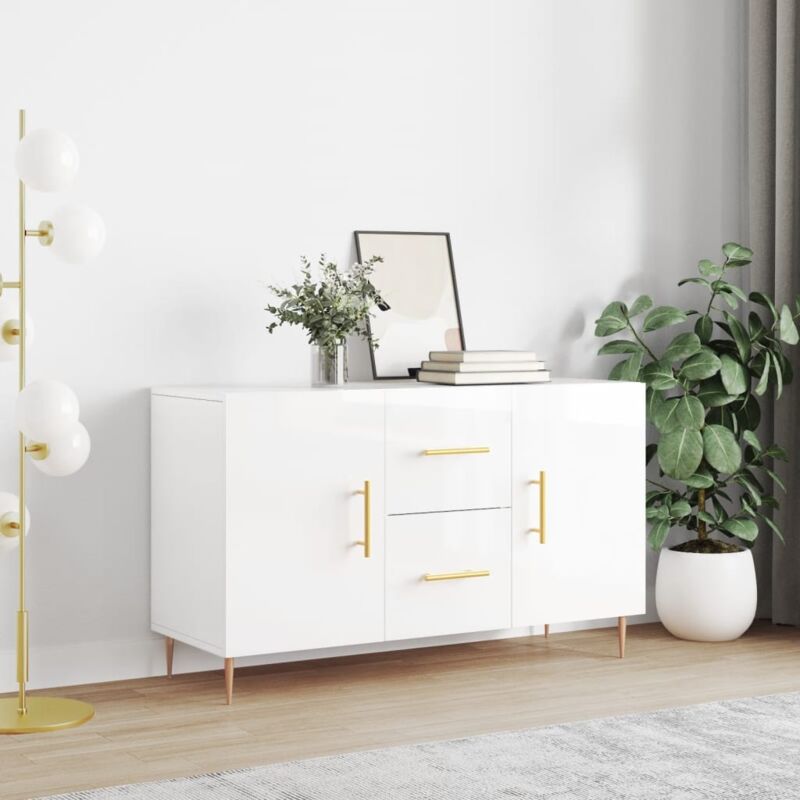 Buffet blanc brillant 100x36x60 cm bois d ingénierie