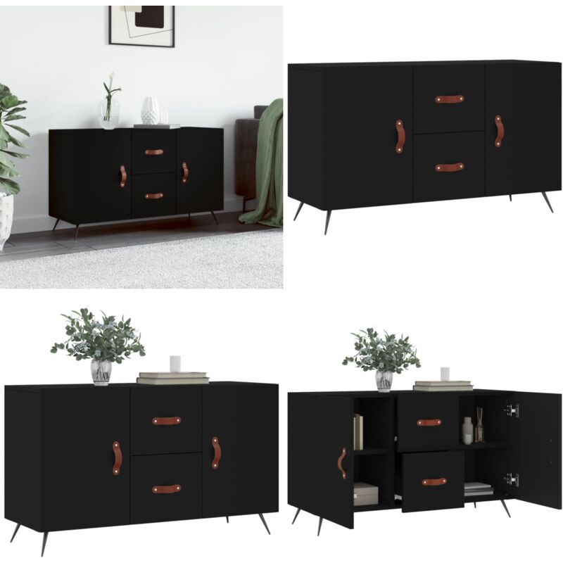 Vidaxl - Buffet noir 100x36x60 cm bois d'ingénierie - Buffet Design Moderne - Armoire Rangement - Meuble Salon - Commode - Mobilier Chambre - Home &