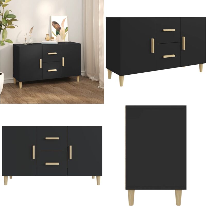 Buffet noir 100x36x60 cm bois d'ingénierie - Buffet Noir - Meuble De Rangement - Commode - Armoire Élégante - Mobilier Moderne - Home & Living