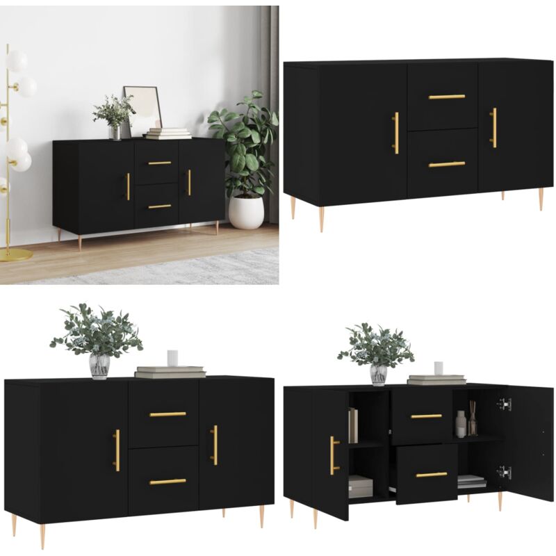 Vidaxl - Buffet noir 100x36x60 cm bois d'ingénierie - Buffet Design Moderne - Buffet Noir - Buffet Rangement - Armoire Cuisine - Meuble Salle à