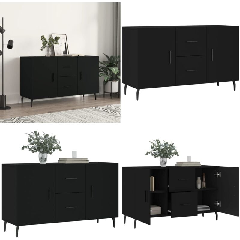 Vidaxl - Buffet noir 100x36x60 cm bois d'ingénierie - Buffet Noir - Meuble De Rangement - Armoire Design - Mobilier Contemporain - Meuble Salon
