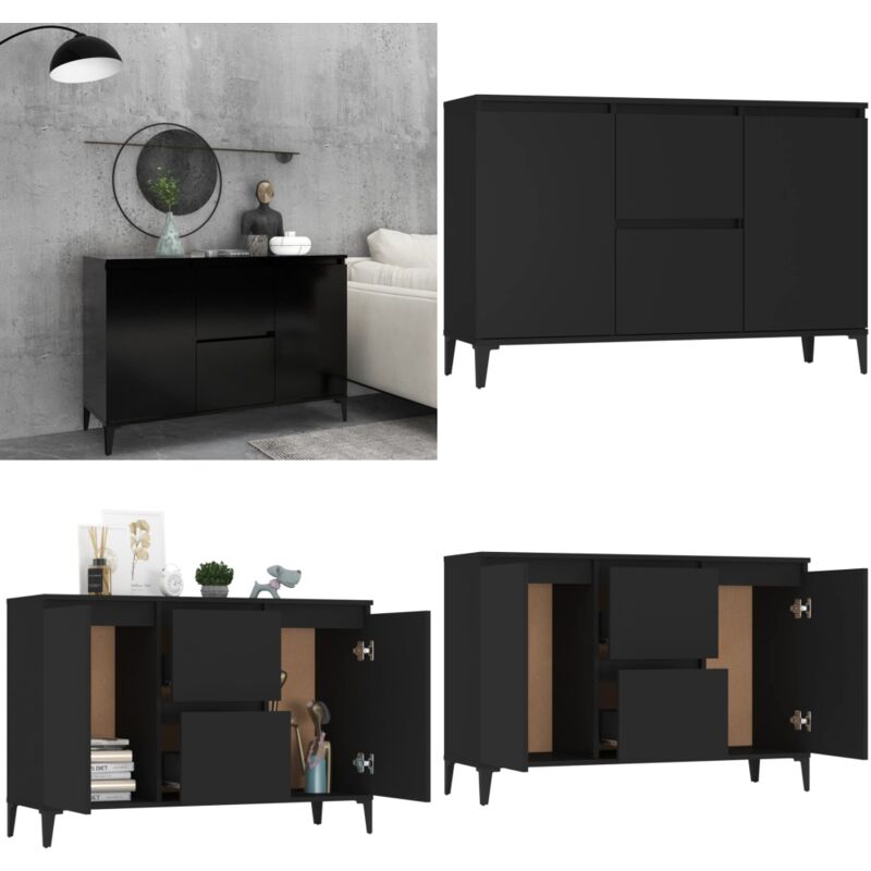 Vidaxl - Buffet noir 104x35x70 cm bois d'ingénierie - Buffet Noir - Meuble De Rangement - Armoire Industrielle - Commode Moderne - Mobilier Design