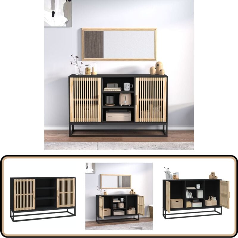 Vidaxl - Buffet noir 105x30x65 cm bois d'ingénierie - Buffet Noir - Armoire Moderne - Meuble Rangement - Mobilier Salon - Décoration Intérieur