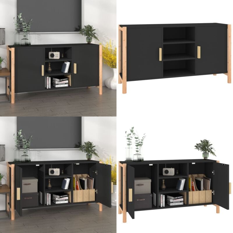 Vidaxl - Buffet Noir 107x38x60 cm Bois d'ingénierie - Buffet Noir - Buffet Design - Armoire Rangements - Meuble Salon - Meuble Entrée - Home & Living