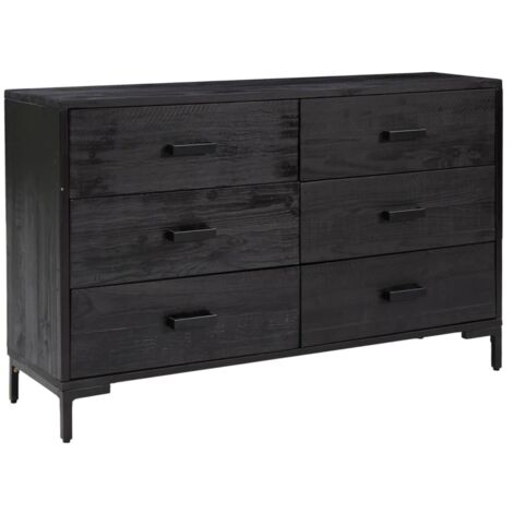 Buffet Noir 110x35x70 cm Bois de pin massif recyclé vidaXL - Noir