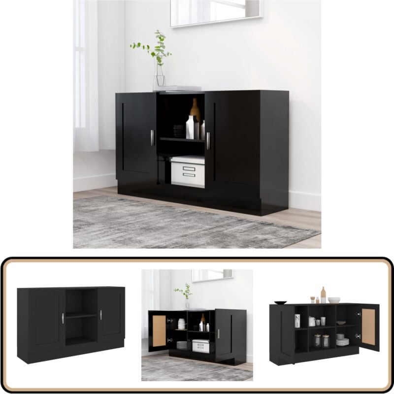 Vidaxl - Buffet Noir 120x30,5x70 cm Bois d'ingénierie - Buffet Noir - Meuble Rangement - Armoire Entrée - Commode - Mobilier Salon