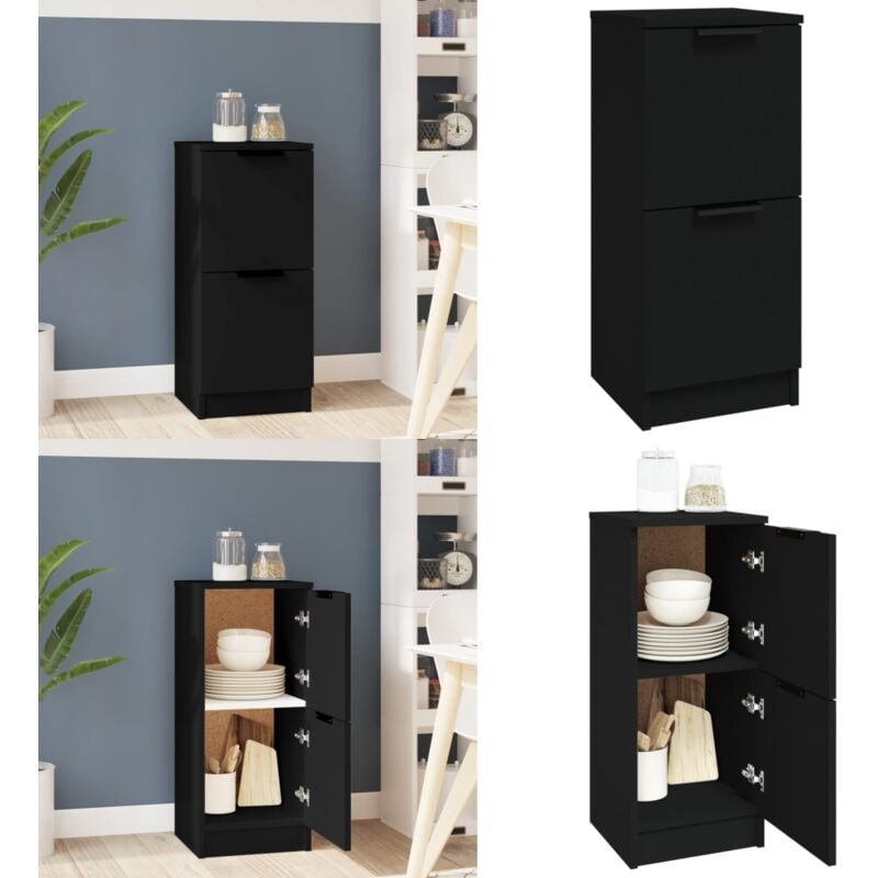 Vidaxl - Buffet noir 30x30x70 cm bois d'ingénierie - Buffet Noir - Meuble Rangement - Commode - Mobilier Moderne - Design Minimaliste - Home & Living
