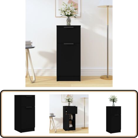 Buffet noir 30x30x70 cm bois d'ingénierie - Buffet Noir - Meuble Rangement - Commode - Mobilier Moderne - Design Minimaliste