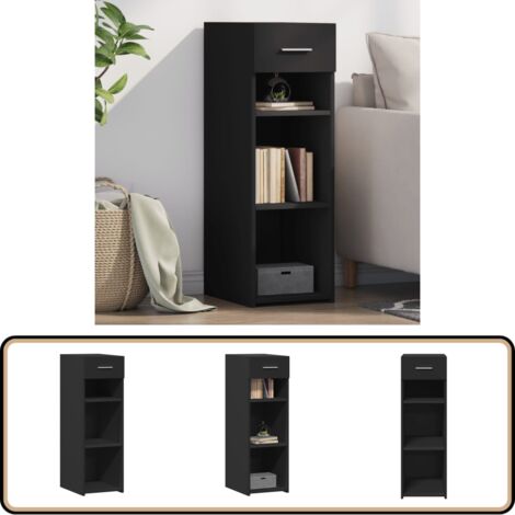 Buffet noir 30x42,5x93 cm bois d'ingénierie - Buffet Noir - Meuble Rangement - Commode - Mobilier Salon - Décoration Intérieure