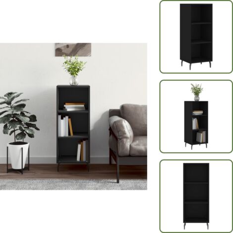 Buffet noir 34,5x32,5x90 cm bois d'ingénierie - Buffet Noir - Meuble Rangement - Armoire Design - Mobilier Salon - Commode Moderne