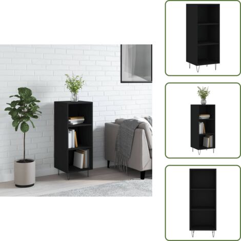 Buffet noir 34,5x32,5x90 cm bois d'ingénierie - Buffet Noir - Meuble Rangement - Armoire Moderne - Mobilier Salon - Décoration Intérieur