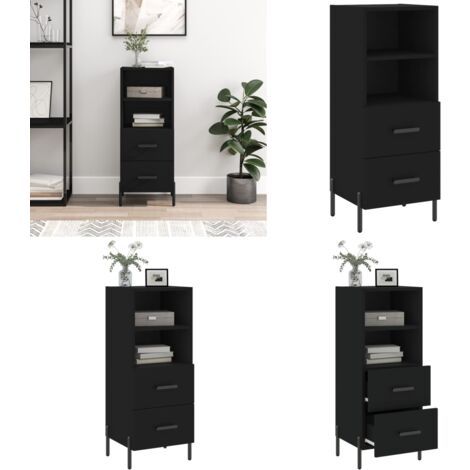 Buffet Noir 34,5x34x90 cm Bois d'ingénierie - Buffet Design Moderne - Meuble Rangement - Armoire Noire - Commode Tiroir - Mobilier Salon - Home & Living