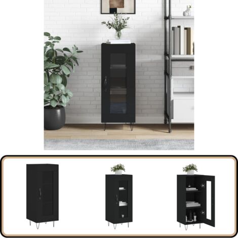 Buffet Noir 34,5x34x90 cm Bois d'ingénierie - Buffet Noir - Meuble De Rangement - Armoire Design - Mobilier Moderne - Commode