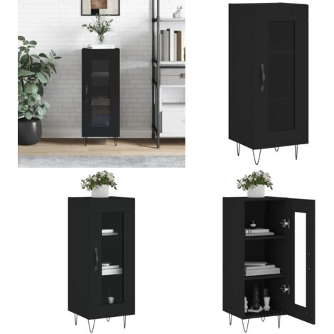 Buffet Noir 34,5x34x90 cm Bois d'ingénierie - Buffet Noir - Meuble De Rangement - Armoire Design - Mobilier Moderne - Commode - Home & Living