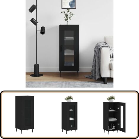 Buffet Noir 34,5x34x90 cm Bois d'ingénierie - Buffet Noir - Meuble Rangement - Armoire Design - Commode Moderne - Mobilier Salon