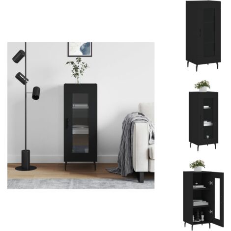 Buffet Noir 34,5x34x90 cm Bois d'ingénierie - Buffet Noir - Meuble Rangement - Armoire Design - Commode Moderne - Mobilier Salon