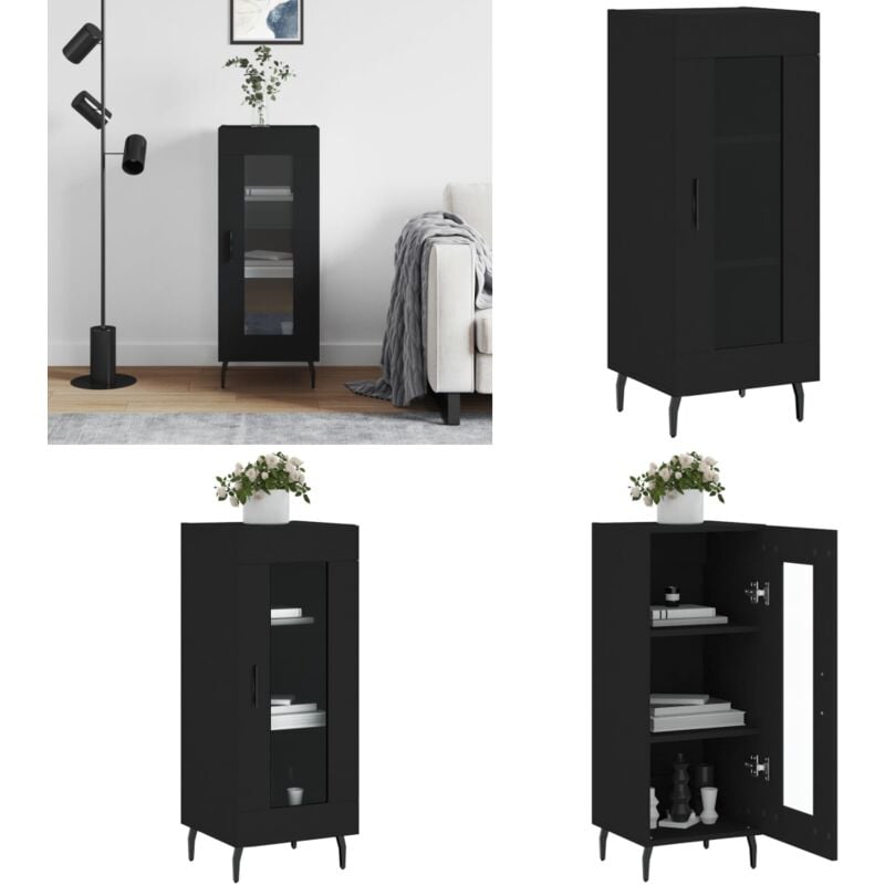Vidaxl - Buffet Noir 34,5x34x90 cm Bois d'ingénierie - Buffet Noir - Meuble Rangement - Armoire Design - Commode Moderne - Mobilier Salon - Home &