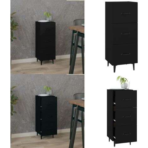 Buffet Noir 34,5x34x90 cm Bois d'ingénierie - Buffet Noir - Meuble Rangement - Commode - Bibliothèque - Mobilier Salon - Home & Living