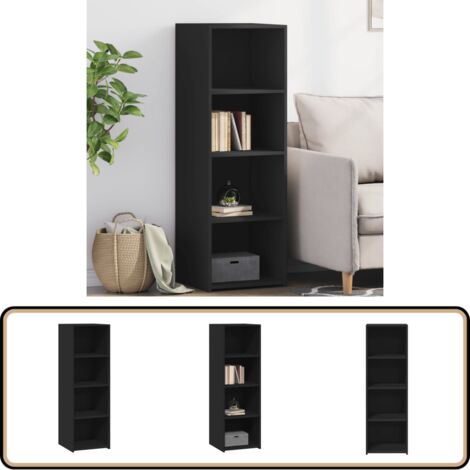 Buffet noir 40x41x124 cm bois d'ingénierie - Buffet Noir - Meuble Rangement - Commode - Design Intemporel - Mobilier Salon