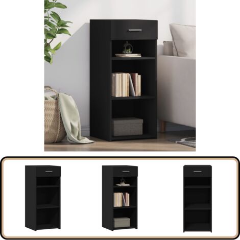 Buffet noir 40x42,5x93 cm bois d'ingénierie - Buffet Noir - Meuble Rangement - Commode - Mobilier Salon - Design Intemporel