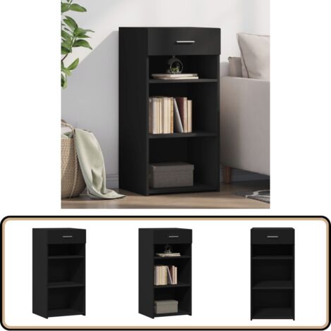 Buffet noir 45x42,5x93 cm bois d'ingénierie - Buffet Noir - Meuble De Rangement - Commode - Design Intemporel - Mobilier Contemporain