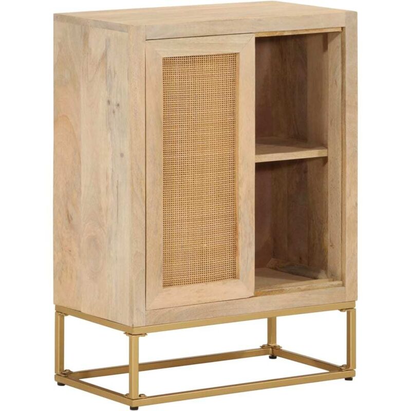 Buffet noir 55x30x76 cm bois massif de manguier et fer Vidaxl