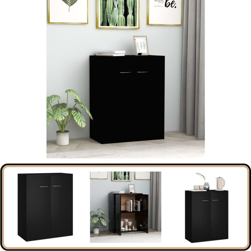 Vidaxl - Buffet noir 60x30x75 cm bois d'ingénierie - Buffet Noir - Meuble Rangement - Commode Moderne - Mobilier Salon - Buffet Design