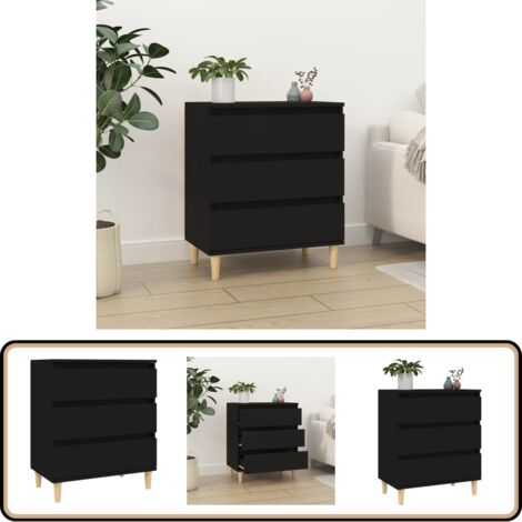 Buffet Noir 60x35x70 cm Bois d'ingénierie - Buffet Noir - Armoire Rangement - Meuble Salon - Meuble Entrée - Commode Tiroir