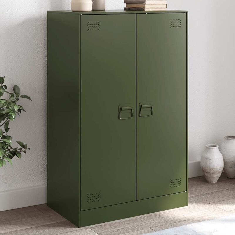 Vidaxl - Buffet vert olive 67x39x107 cm acier