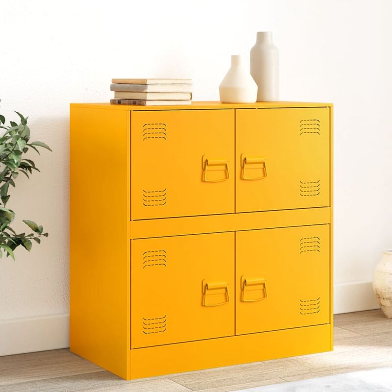 Vidaxl - Buffet jaune moutarde 67x39x73 cm acier