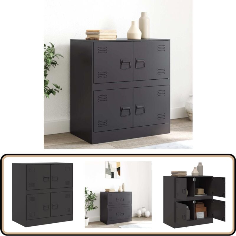 Vidaxl - Buffet noir 67x39x73 cm acier - Buffet Noir - Meuble Rangement - Armoire Moderne - Meubles Salon - Mobilier Intérieur