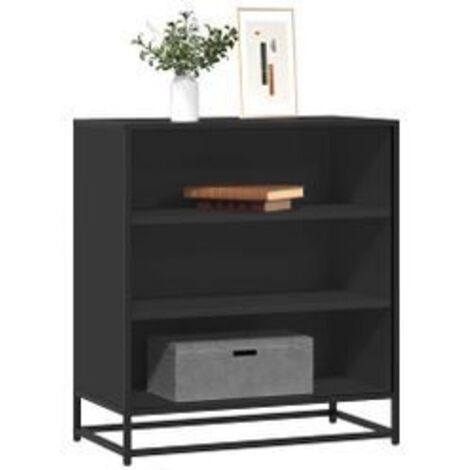 Buffet noir 68x35x76 bois d'ingénierie et métal