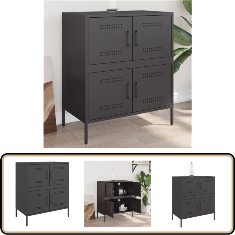 Vidaxl - Buffet noir 68x39x79 cm acier - Buffet Industriel - Meuble Rangement - Armoire Métal - Commode Design - Mobilier Salon