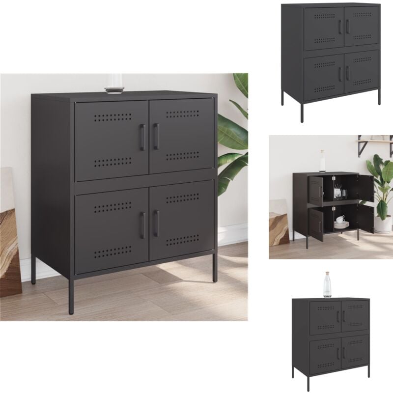 Vidaxl - Buffet noir 68x39x79 cm acier - Buffet Industriel - Meuble Rangement - Armoire Métal - Commode Design - Mobilier Salon