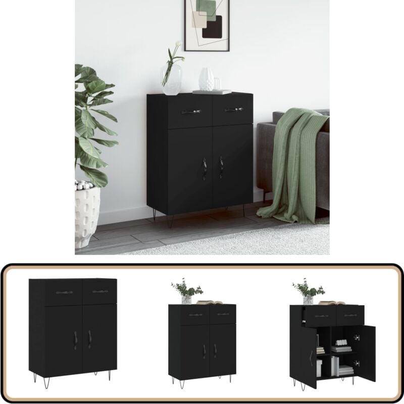 Vidaxl - Buffet noir 69,5x34x90 cm bois d'ingénierie - Buffet Design Moderne - Buffet Noir - Meuble Rangement - Armoire Cuisine - Commode Salon